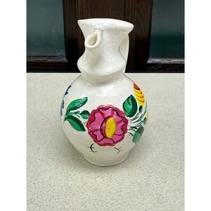 Hand Painted Ceramic Pitcher Floral Design Decorative Accent